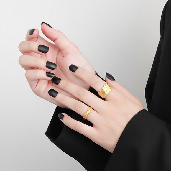 New!! 18K Gold Plated Geometric Adjustable Rings - Picture 3 of 5